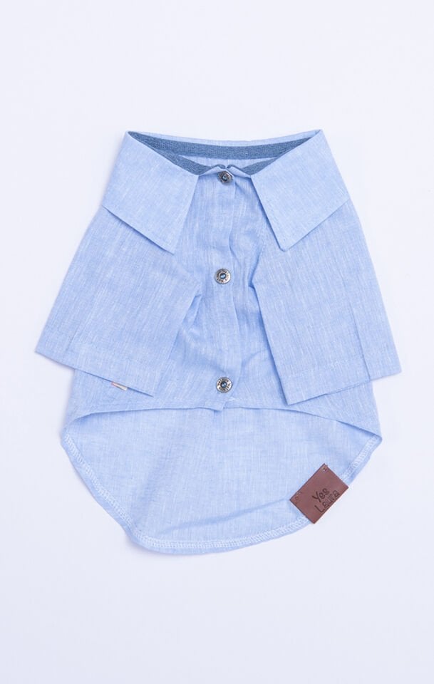 Küçük Irk Mavi Keten Gömlek