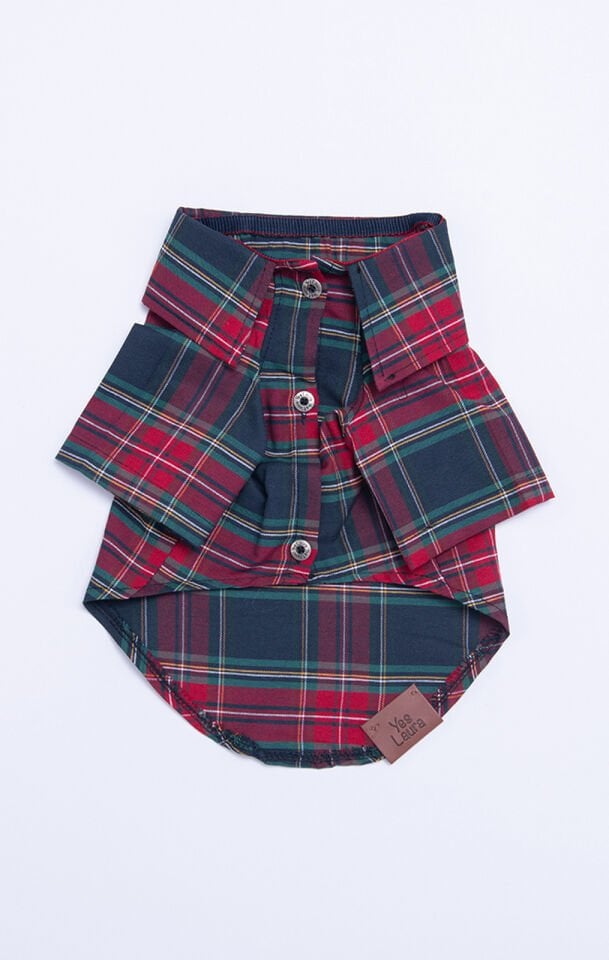 Küçük Irk Kareli Kırmızı Keten Gömlek