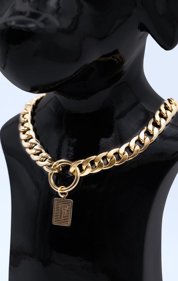 Köpek ve Kedi Altın Kaplama Harf Tasarımlı Zincir Kolye