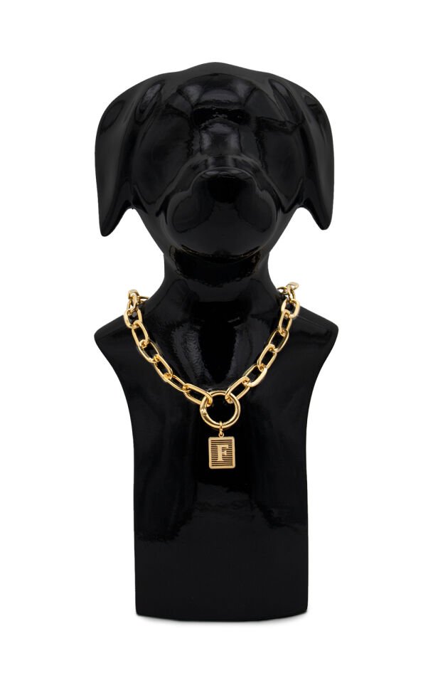 Köpek ve Kedi Altın Kaplama Harf Tasarımlı Zincir Kolye