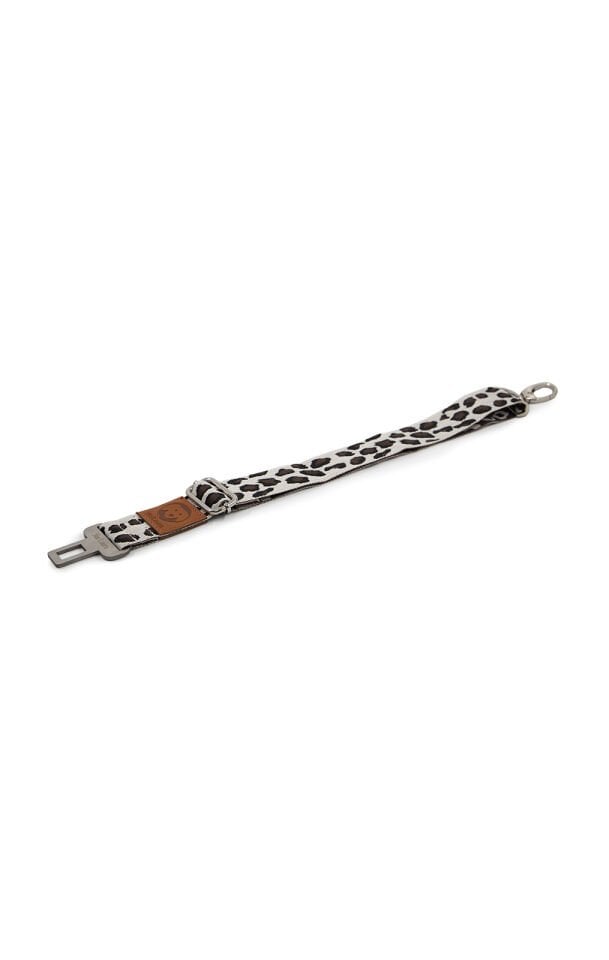 Siyah Beyaz Leopar Desenli Evcil Hayvan Araba Emniyet Kemeri