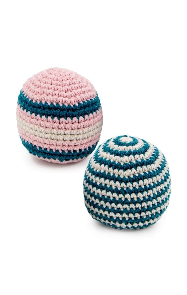 Küçük Top Şeklinde Yeşil - Pudra Örgülü Evcil Hayvan Oyuncağı