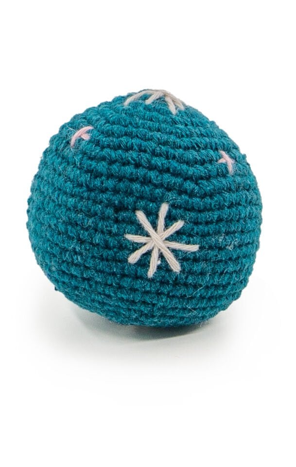 Küçük Top Şeklinde Yeşil - Pudra Örgülü Evcil Hayvan Oyuncağı
