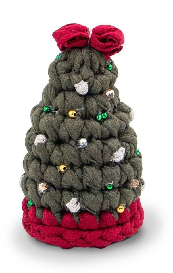 Yılbaşı Ağacı Şeklinde Örgülü Evcil Hayvan Oyuncağı