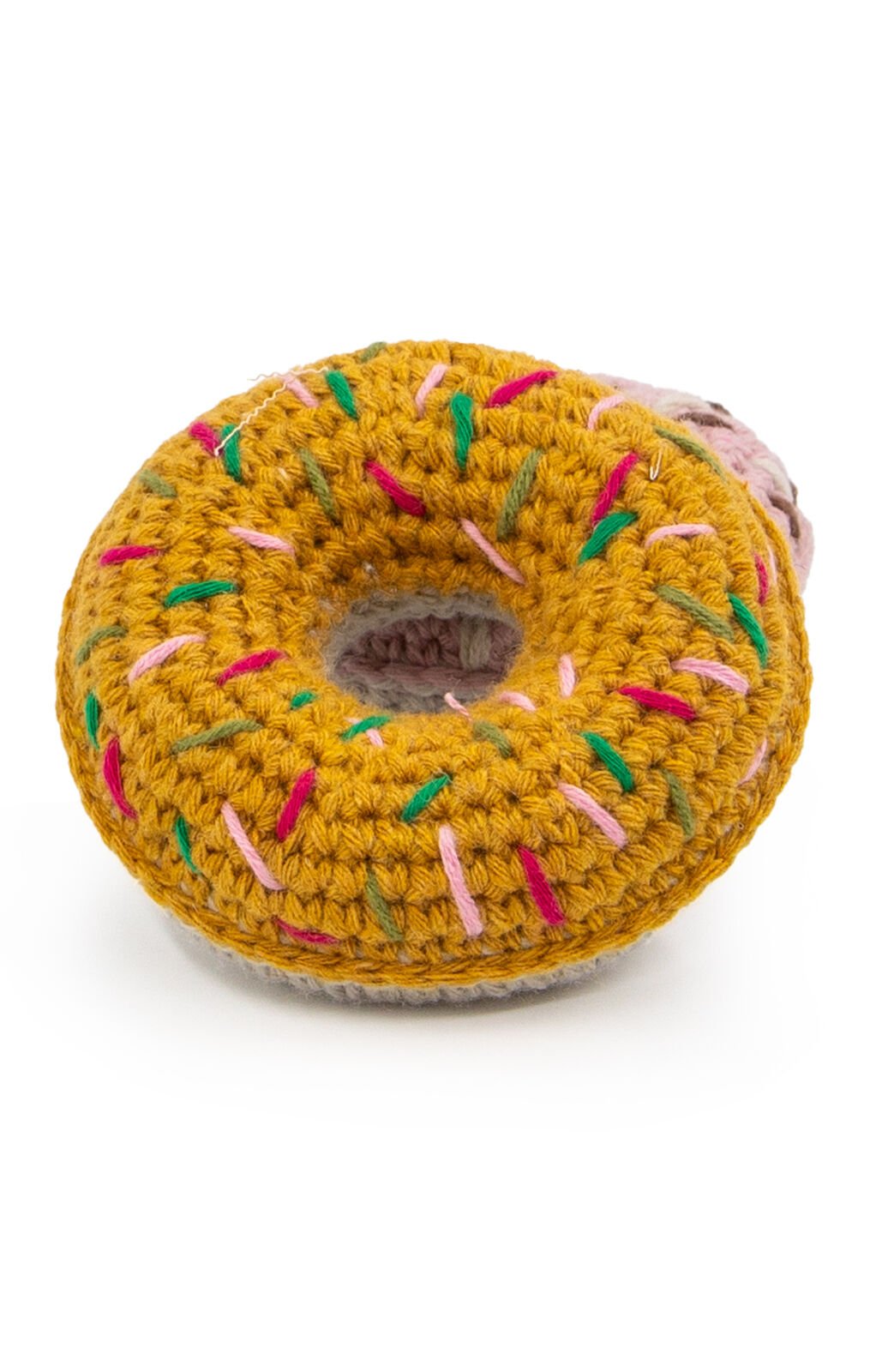 Donut Şeklinde Hardal Örgülü Evcil Hayvan Oyuncağı