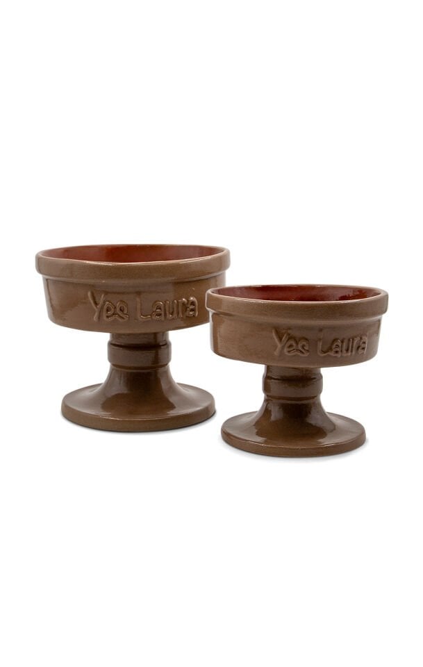 Köpek Ve Kedi El Yapımı Doğal Seramik Mama & Su Kabı Küçük Kahverengi