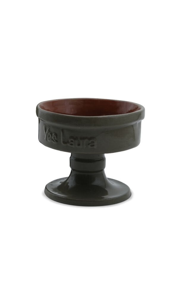 Köpek Ve Kedi El Yapımı Doğal Seramik Mama & Su Kabı Küçük Haki