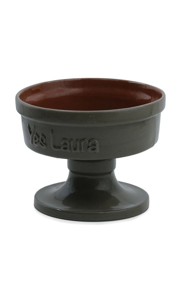 Köpek Ve Kedi El Yapımı Doğal Seramik Mama & Su Kabı Büyük Haki