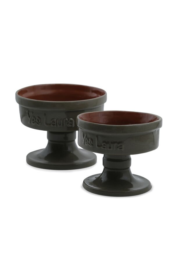 Köpek Ve Kedi El Yapımı Doğal Seramik Mama & Su Kabı Büyük Haki