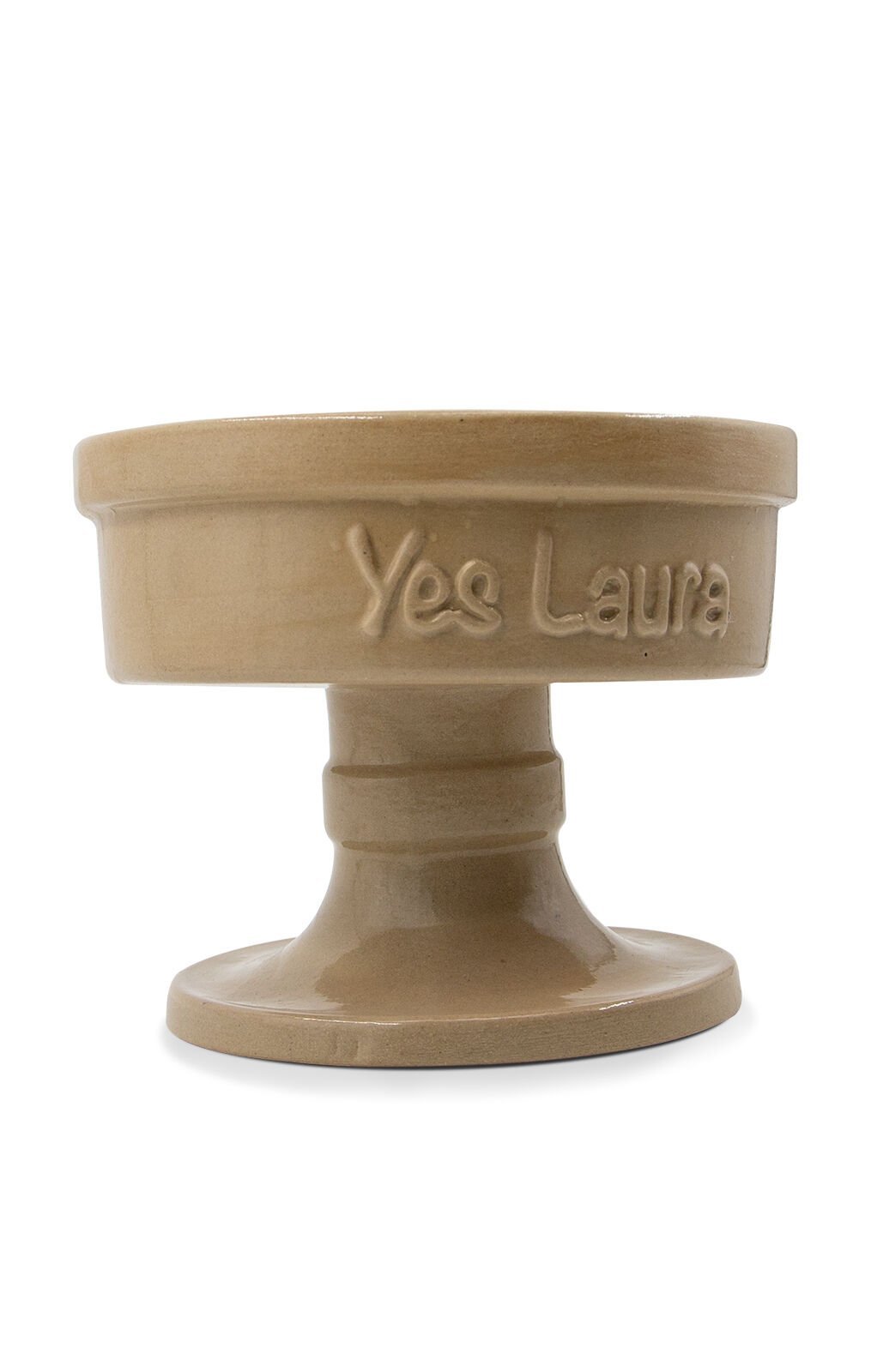 Köpek Ve Kedi El Yapımı Doğal Seramik Mama & Su Kabı Büyük Krem