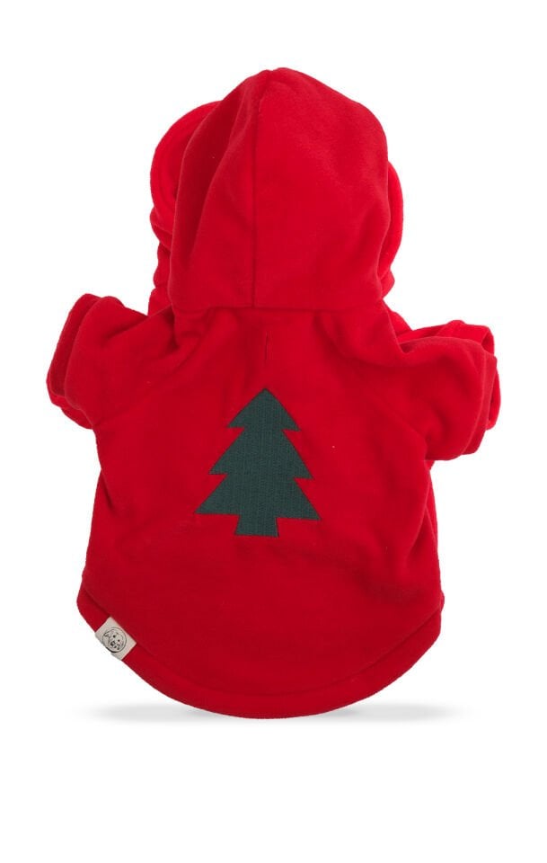 Çam Nakışlı Kırmızı  Kapşonlu Sweetshirt