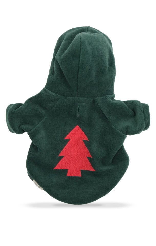 Çam Nakışlı Yeşil Kapşonlu Sweetshirt