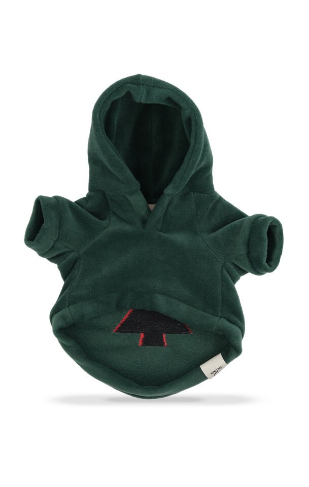 Çam Nakışlı Yeşil Kapşonlu Sweetshirt