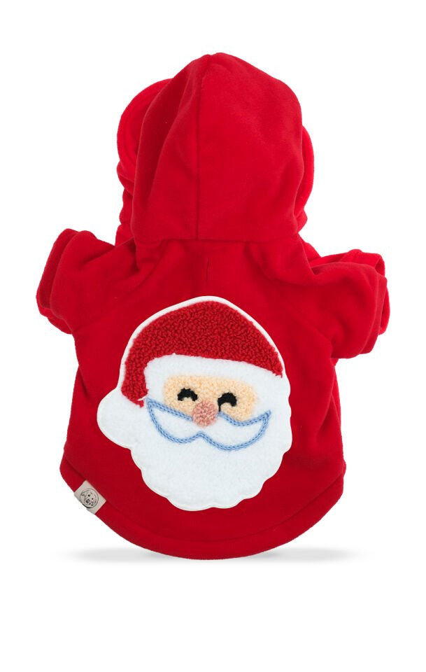 Noel Baba Nakışlı Kırmızı  Kapşonlu Sweetshirt